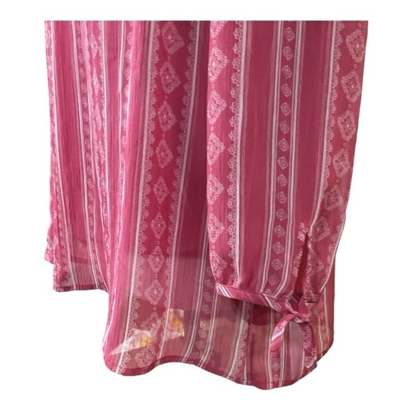 St. John’s Bay Pink Lace Up Long Sleeve Tunic Top - Picture 4 of 6